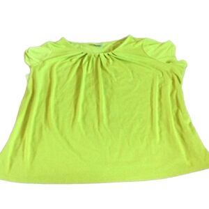 Worthington Lime Green Pleated Shirt, 3X